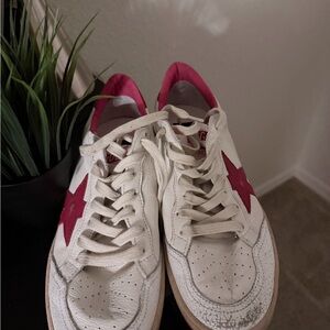 Golden Goose White and Red Star Sneakers
